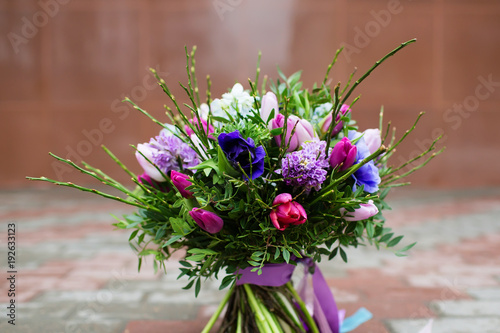 Beautiful bouquet from different flowers photo