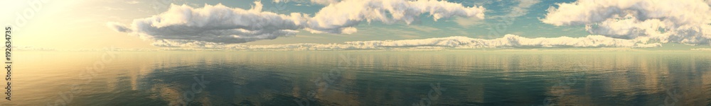 panorama of the sea sunset, sunrise in the ocean
