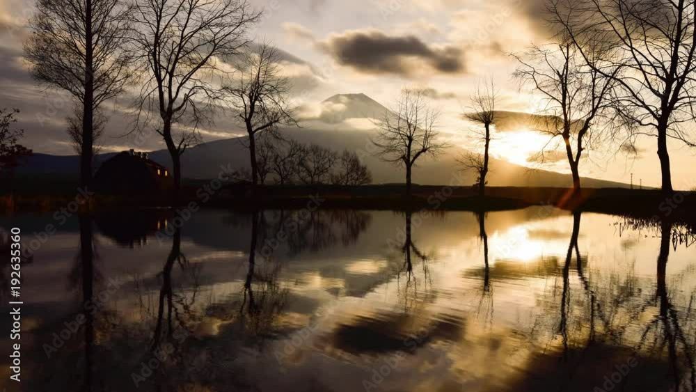 Mt. Fuji Reflected in a Pond at Sunrise (time lapse) Mt. Fuji Reflected in a Pond at Sunrise (time lapse)