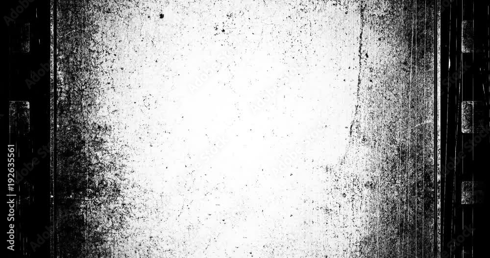 4K Badly Destroyed Film Tape Overlay Look - Old film look effect with a lot of dirt, light leaks, grainy texture, film flash, film burns, vintage white background realistic flickering