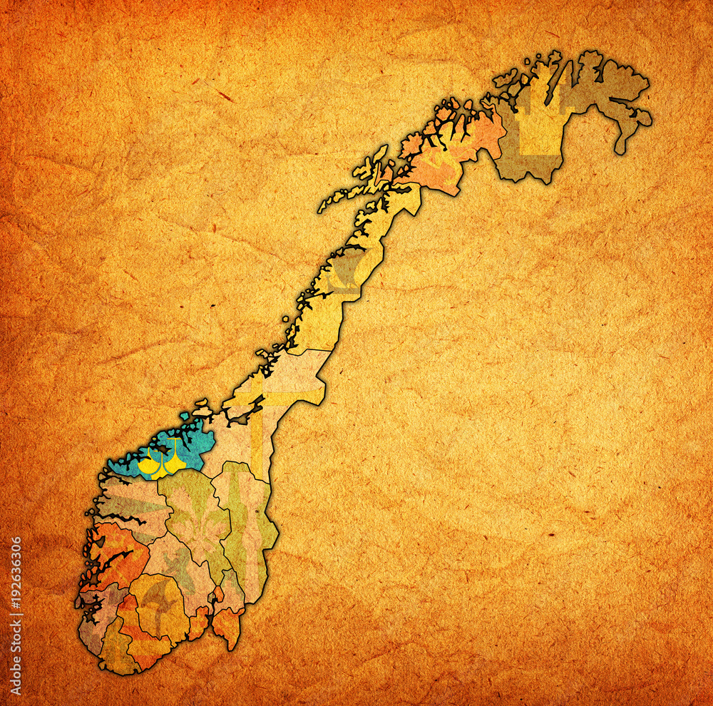 Møre and Romsdal region on administration map of norway