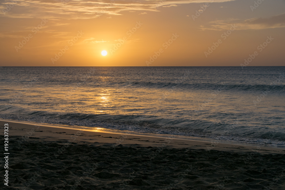 Sunset over the Atlantic Ocean from Boa Vista, Cape Verde, Africa