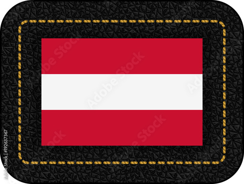 Flag of Austria. Vector Icon on Black Leather
