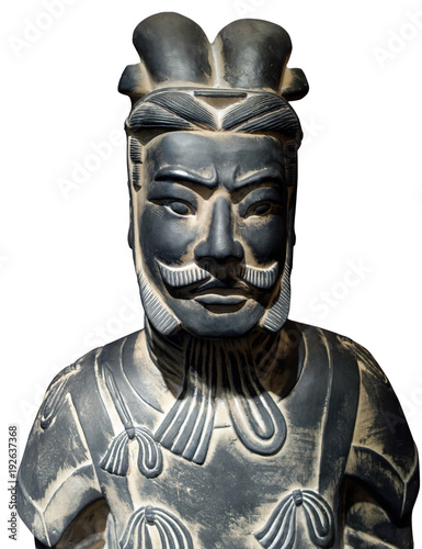 Photography Terracotta Qin dynasty soldier. Isolated.