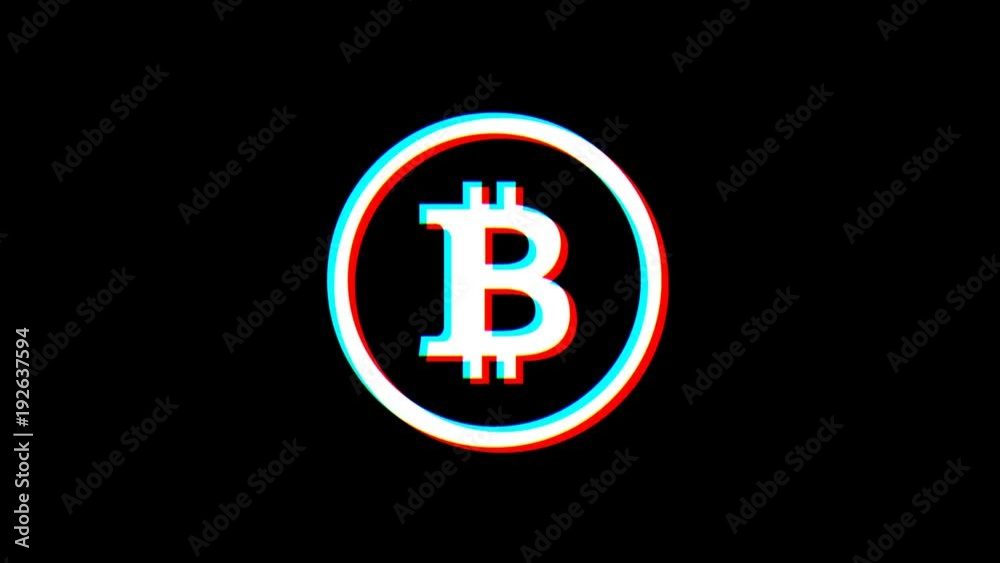 Animation of Bitcoin cryptocurrency symbol with glitch effect Animation of Bitcoin cryptocurrency symbol with glitch effect
