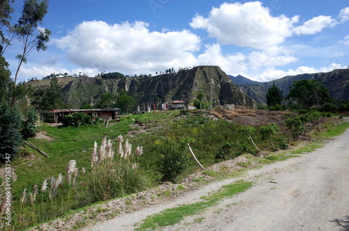 A mountain track winds through the Ecuadorian Andes on the Quilotoa Loop hike