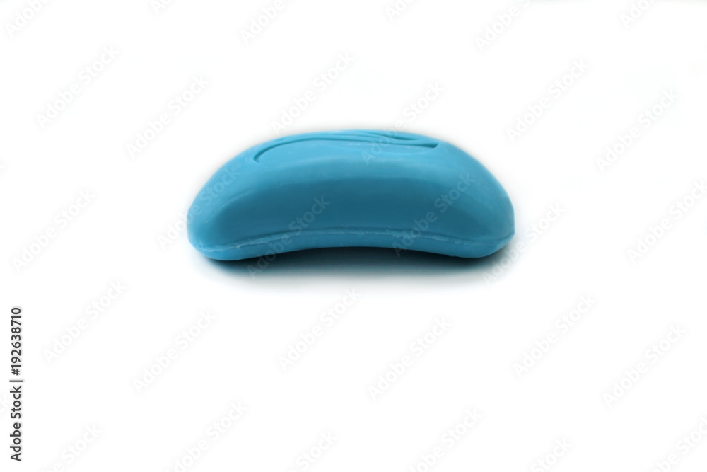 Soap of blue color isolated on white background Soap of blue color isolated on white background