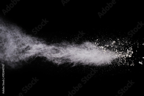 White powder on black background.