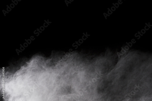 White powder on black background.