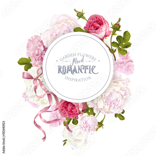 Romantic garden round banner