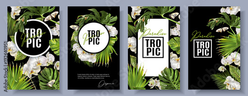 Tropic orchid banners set