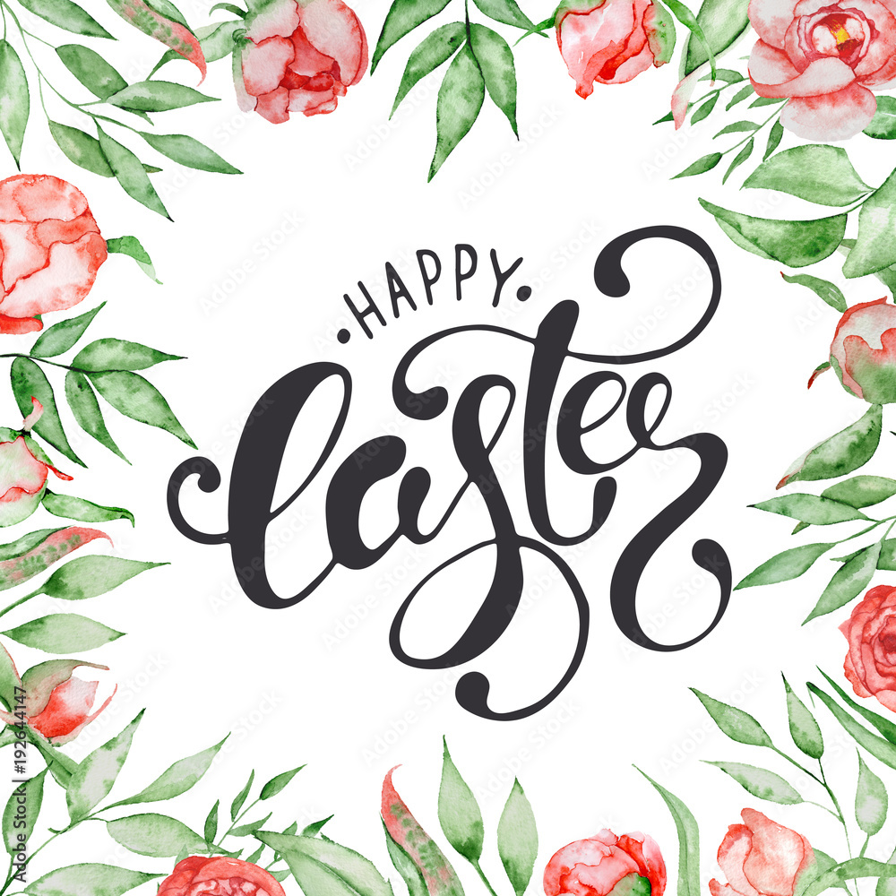Hand drawn Easter quote Greeting card templates with lettering phrase Happy Easter Modern calligraphy style Hand drawn Easter quote Greeting card templates with lettering phrase Happy Easter Modern calligraphy style
