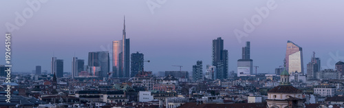 Milan skyline, panoramic view at sunset.