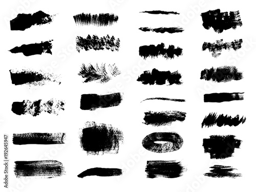 Set of hand-drawn acrylic vector brushes. Grunge brushes