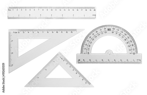 Set transparent rulers isolated on white background