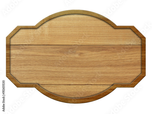Wooden sign with light wood isolated on white background