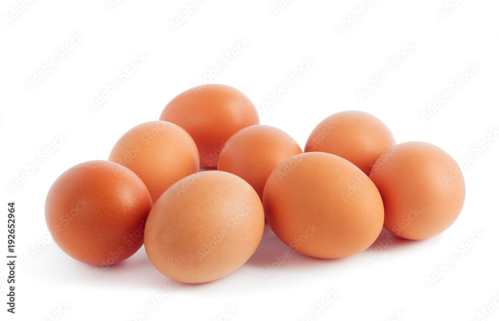 Fresh yellow chicken eggs on white background Fresh yellow chicken eggs on white background