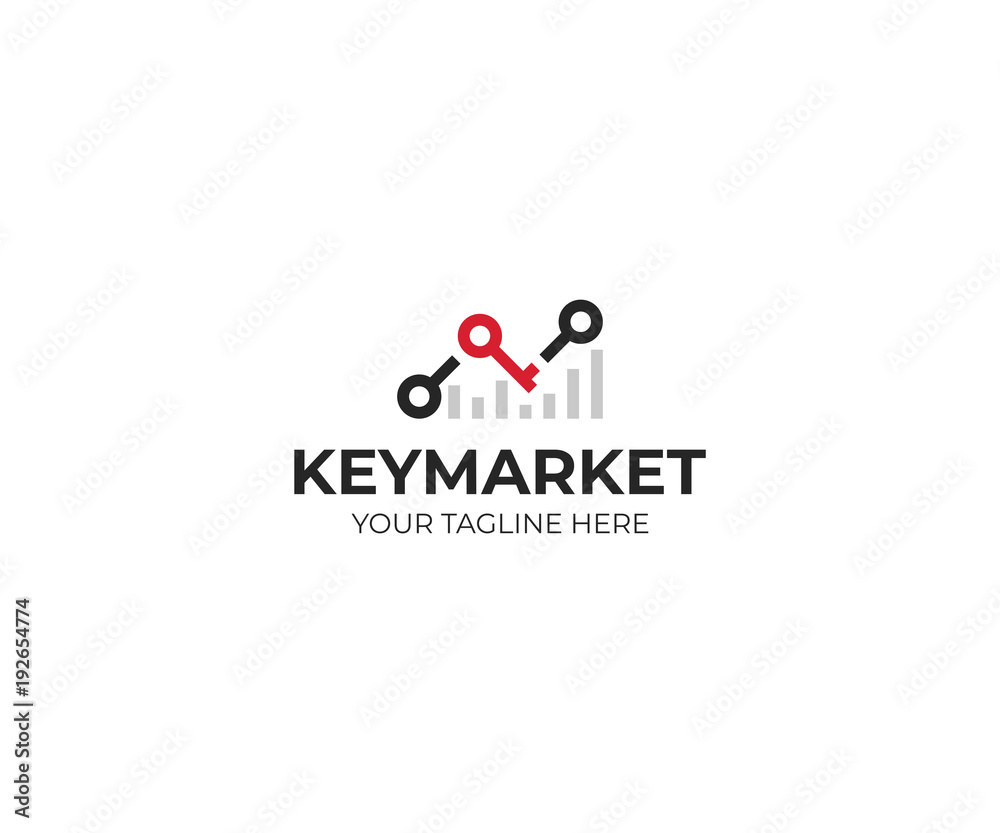 Chart stats and key logo template. Market success vector design. Growth graph illustration Chart stats and key logo template. Market success vector design. Growth graph illustration
