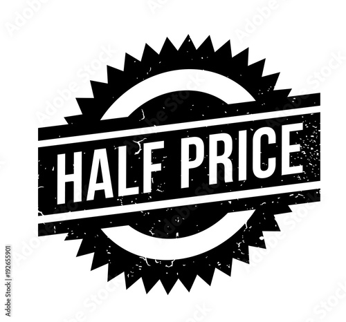 Half Price rubber stamp. Grunge design with dust scratches. Effects can be easily removed for a clean, crisp look. Color is easily changed.