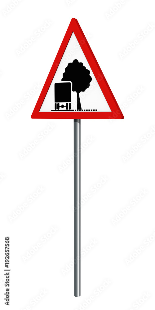 Deutsches Verkehrszeichen: unzureichendes Lichtraumprofil, auf weiß isoliert, 3d render Deutsches Verkehrszeichen: unzureichendes Lichtraumprofil, auf weiß isoliert, 3d render