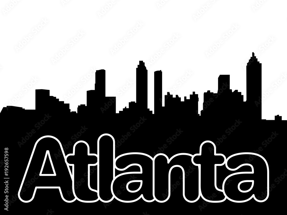 Atlanta skyline with overlapping text illustration