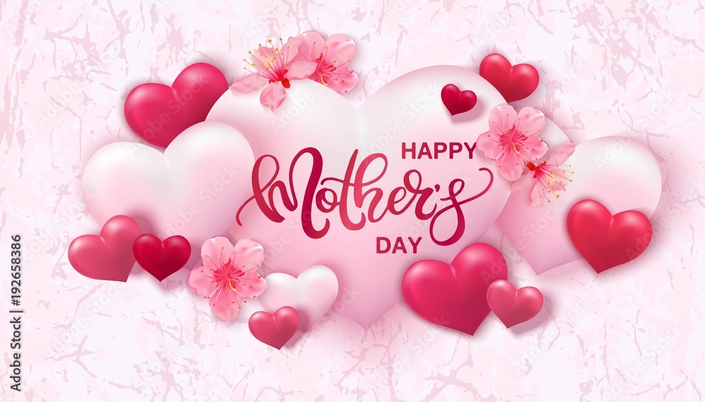 Happy Mothers day background with hearts