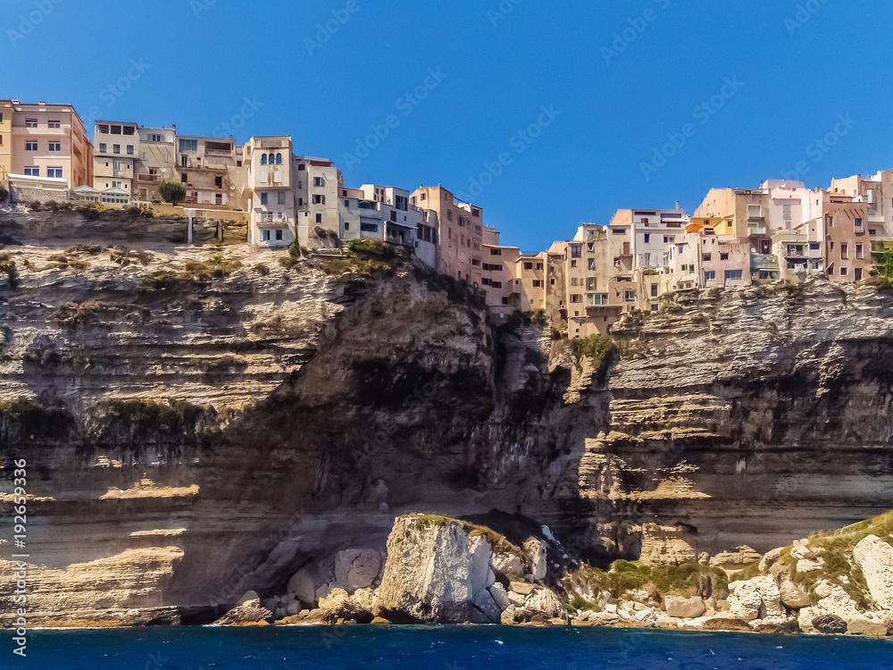 Building along a cliff, Bonifacio, France