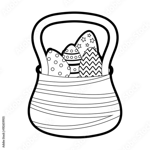 outline eggs easter decoration inside hamper design