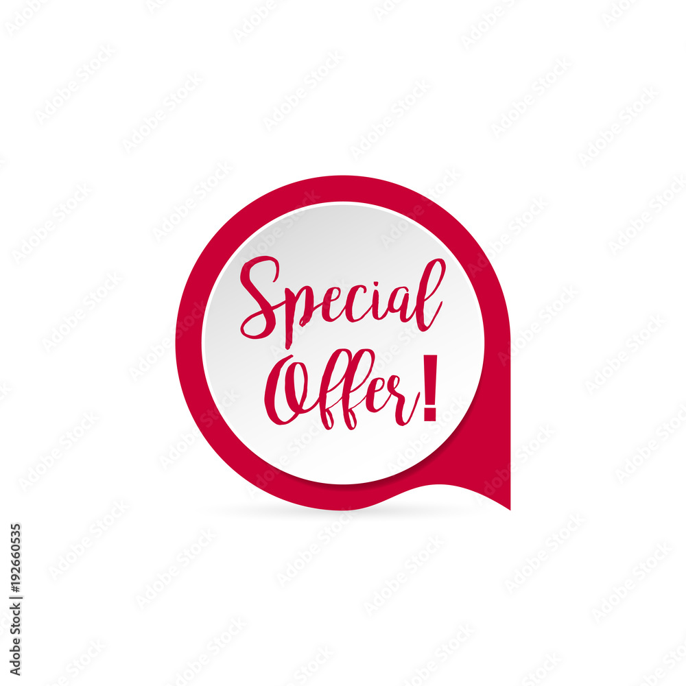 Sticker special offer with shadow, red colored Sticker special offer with shadow, red colored