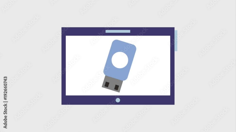 usb drive on tablet screen icons animation design usb drive on tablet screen icons animation design