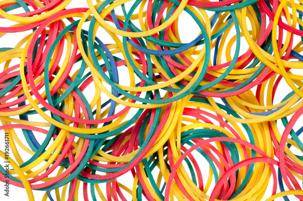 Stationery multicolored rubber bands