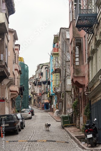 Colored houses in the Balat district of Istanbul. photo