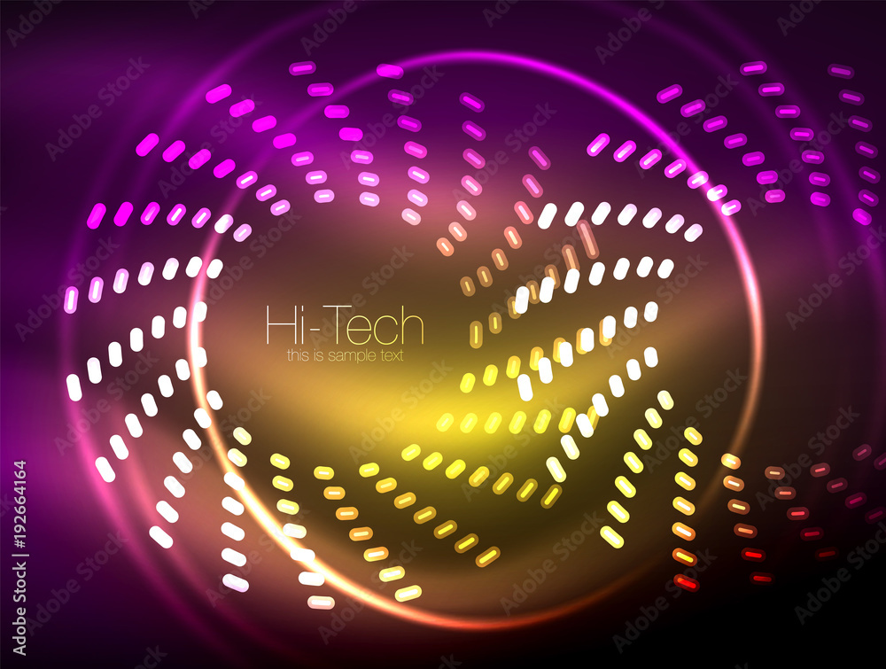 Glowing neon dotted shape abstract background, technology shiny concept design, magic space geometric background Glowing neon dotted shape abstract background, technology shiny concept design, magic space geometric background