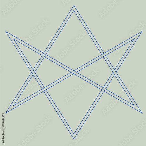 Vector symbol for esoteric community: The unicursal hexagram or six-pointed star drawn unicursally. Mystic endless hexagram sudied by kabbalah, sacred geometry, thelema and others occult sciences. photo
