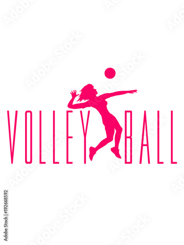 mädchen cool text girl frau weiblich sprung aufschlag silhouette schatten umriss cool Volleyball rund kreis ball spielen verein spaß sport logo design