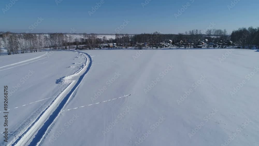 aerial view over the harvest fields in winter in West Siberia aerial view over the harvest fields in winter in West Siberia