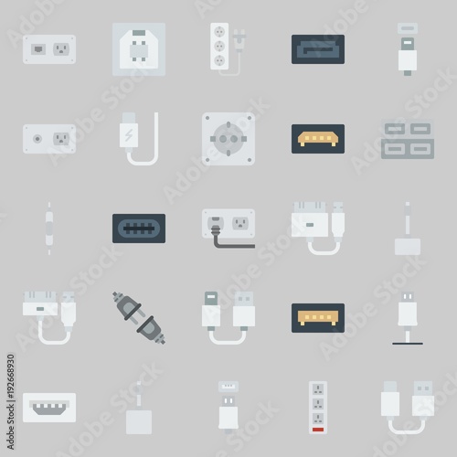 Icons about Connectors Cables with usb cable, unplugged, volume controller, sata, usb and socket