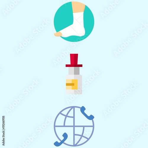 Icons about Medical with medicine, worldwide and sprain
