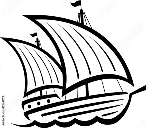 Dhow wooden ship logo icon