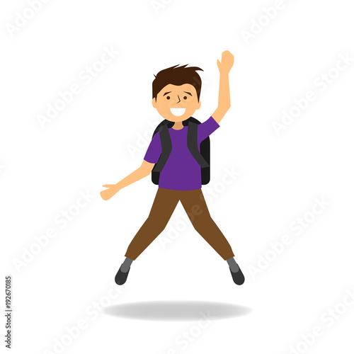 Student Jumping with a bag pack vector Illustration