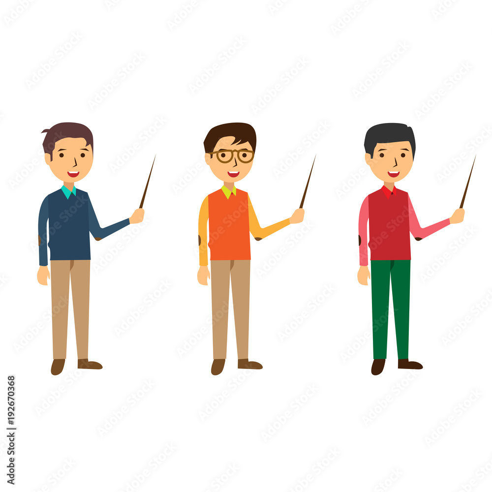 Male Young teacher set with pointer illustration Male Young teacher set with pointer illustration