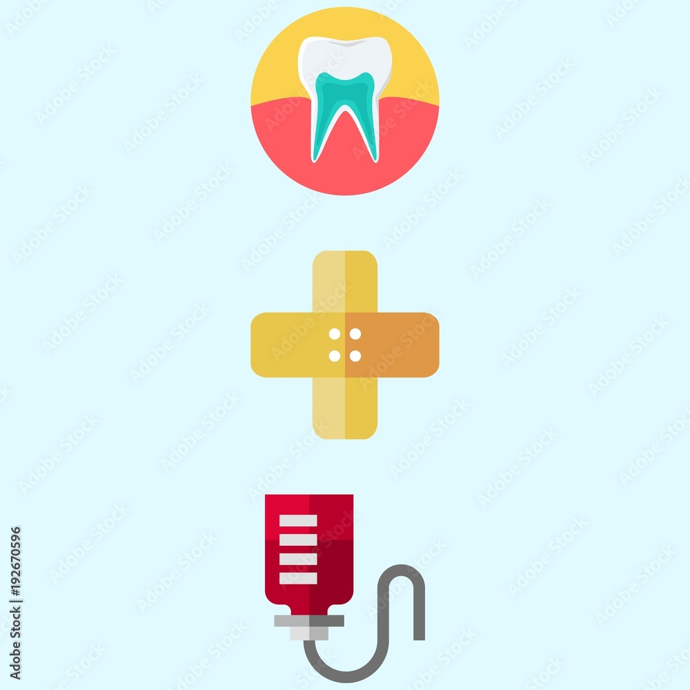 Icons about Medical with band aid, teeth and drob counter Icons about Medical with band aid, teeth and drob counter