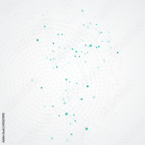 Abstract polygonal structure with connecting dots and lines