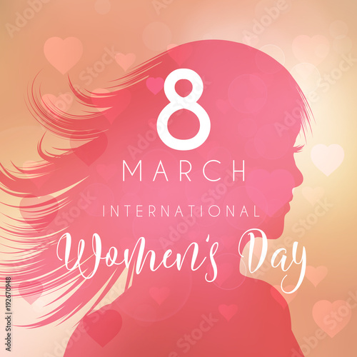 Women's day background with female silhouette