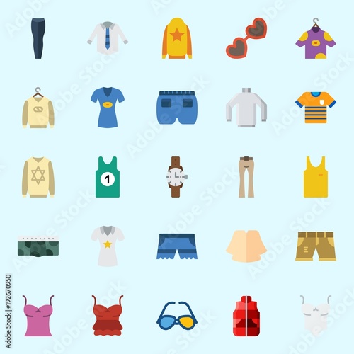 Icons about Man Clothes with sweater, short, sunglasses, watch, vest and sleeveless