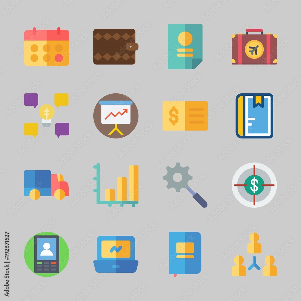 Icons about Business with smartphone, notebook, suitcase, bar chart, agreement and laptop Icons about Business with smartphone, notebook, suitcase, bar chart, agreement and laptop