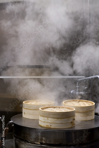 Bamboo Steamers in kitchen