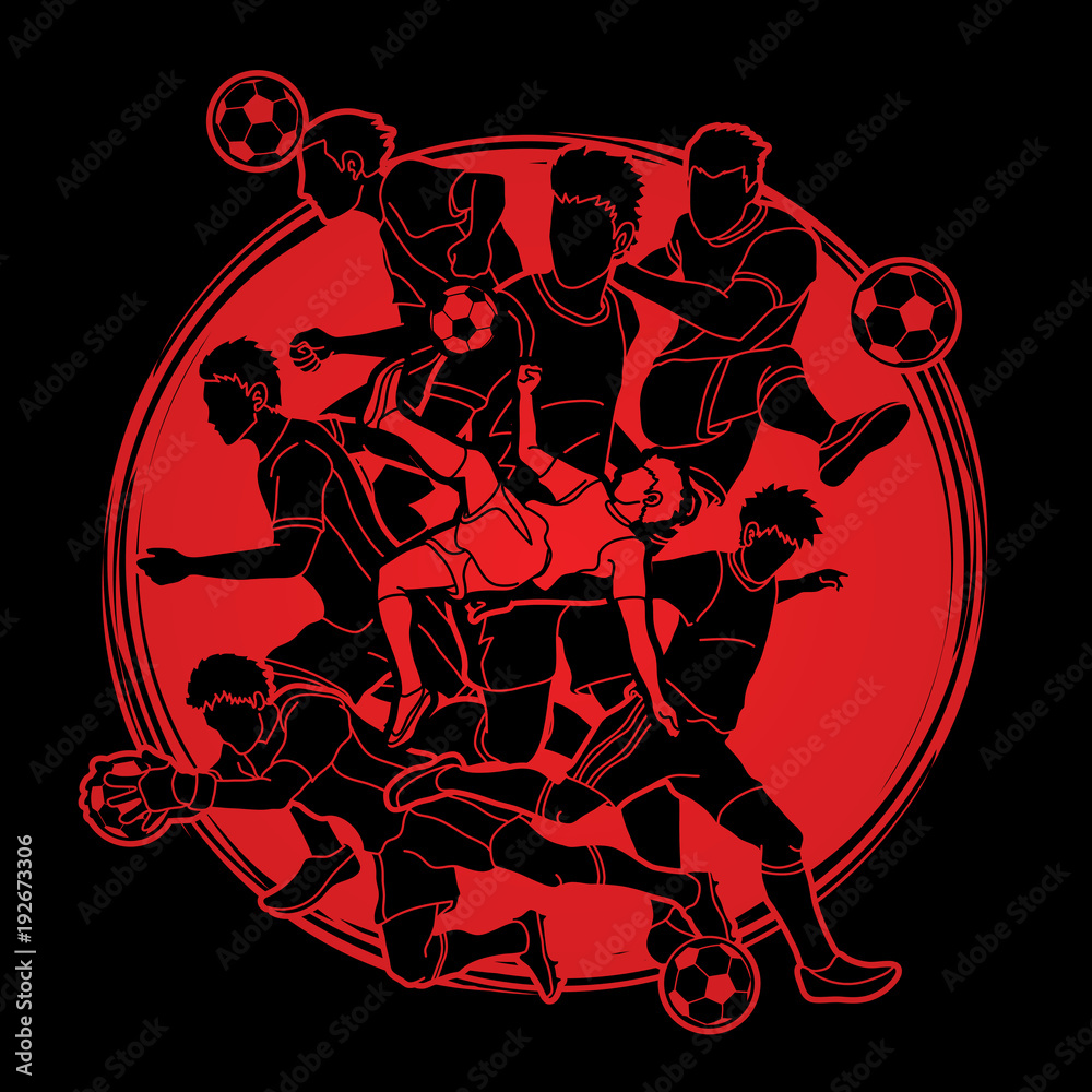 Soccer player team composition designed on sunlight background graphic vector.