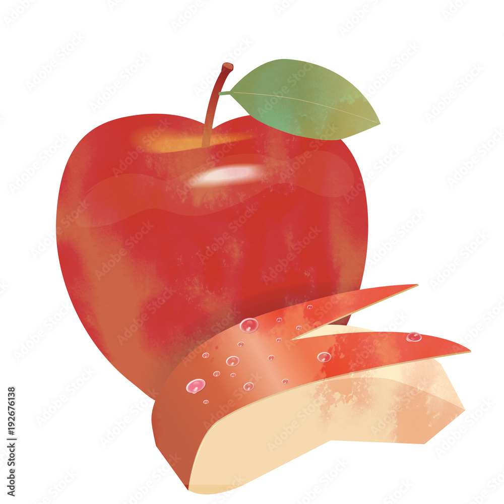 ウサギの形のリンゴイラスト 林檎の実 水彩風 手描き風イラスト 墨絵 Stock イラスト Adobe Stock