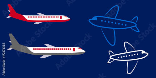 Vector airplane Icon. Isolated on a blue background photo